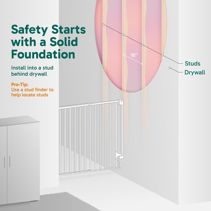Cumbor 29.2–43" Baby Gate for Stairs, Hardware Mounted (Drill Required) (Brown)