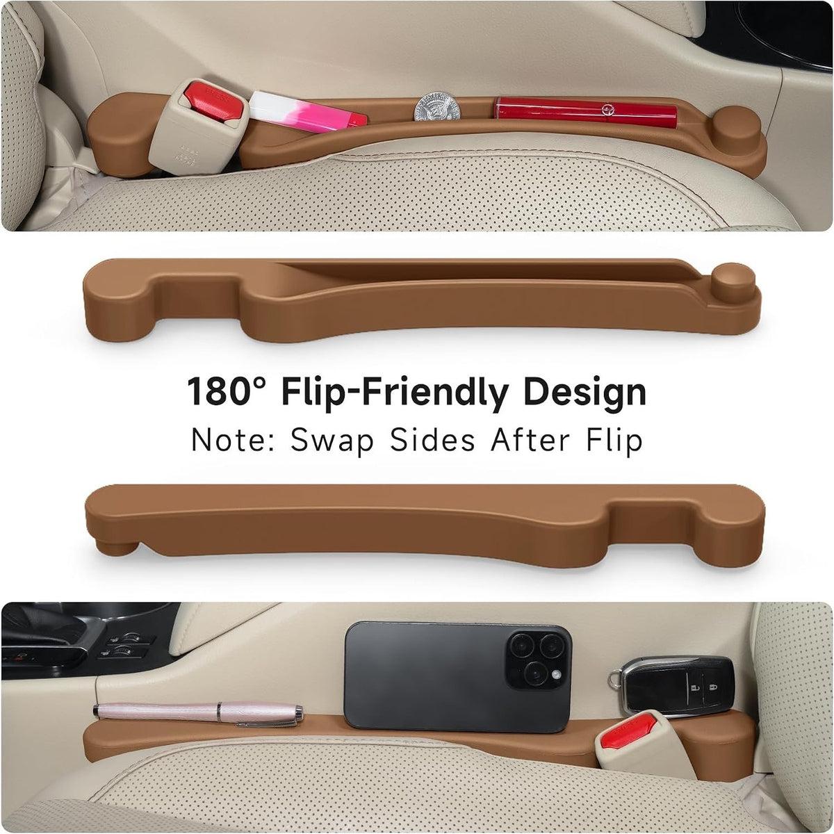 Givifive Car Seat Gap Filler Organizer 2Pack Soft Foam 3IN1 Multifunctiona-MOCHA