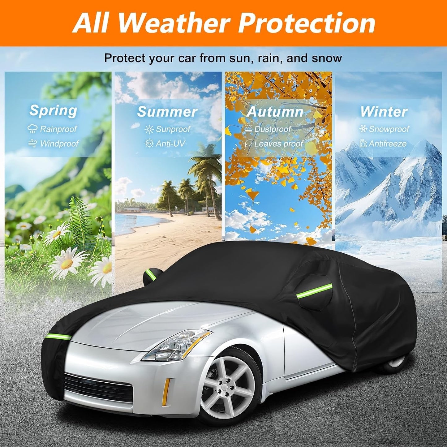 BIGACOVER Car Cover Waterproof For 2003-2009 Nissan 350Z Fairlady Z33