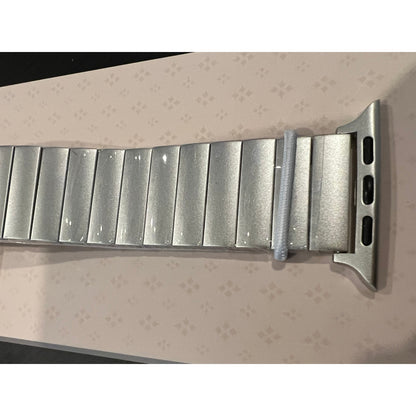 Wearlizer Two Tone Metal Band Compatible With Apple Watch Bands 42/44/45/46/49mm Women Men, Dressy Rectangular Chain Design Stainless Steel Bracelet For IWatch Series 11-1/SE/Ultra Starlight