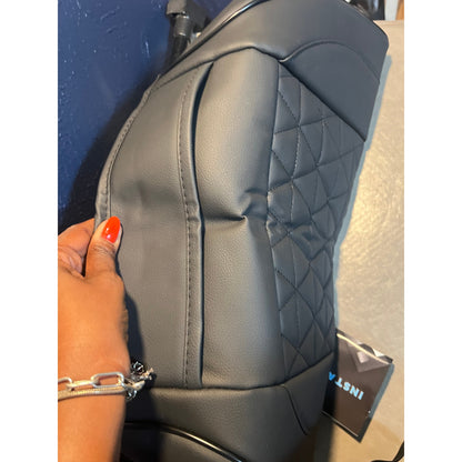 Black Panther Luxury Faux Leather Car Seat Cover Front Bottom Seat Cushion Cover