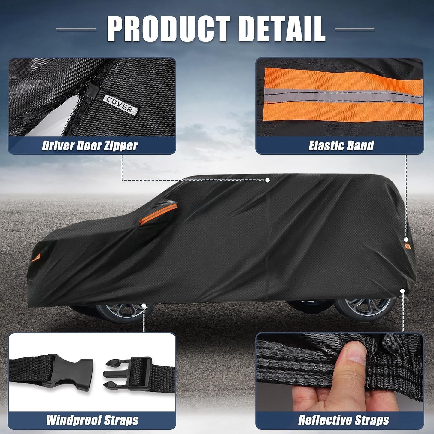 X AUTOHAUX Car Cover For MINI COOPER 2DR 2002-2021 210D-PU Outdoor FullCar-Black