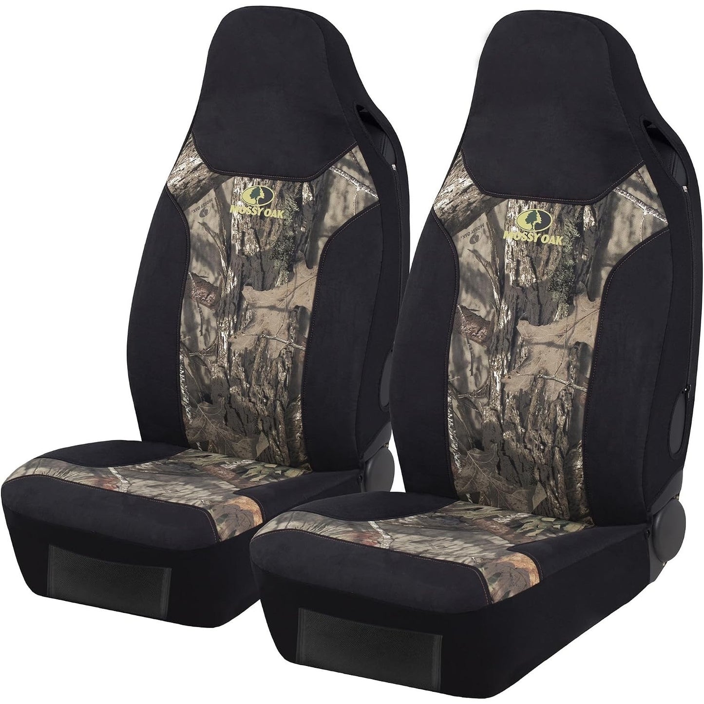 Mossy Oak High Back Camo Seat Covers, Airbag Compatible, Large Size To Fit Truck Seats - Made With Cotton & Suede Fabric - Official Licensed Product.