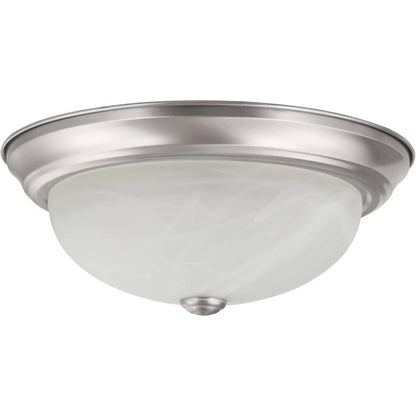 Aspen Creative 63023-09-1, 2-Light Flush Mount/Brushed Nickel Finish W/Alabaster