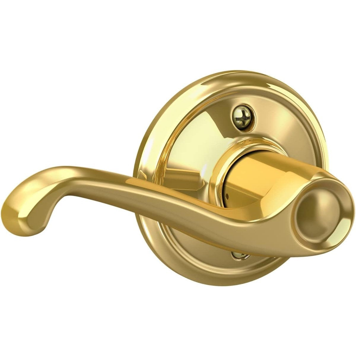 Schlage F10 V FLA 605 Flair Door Lever, Hall & Closet Passage Lock, Bright Brass