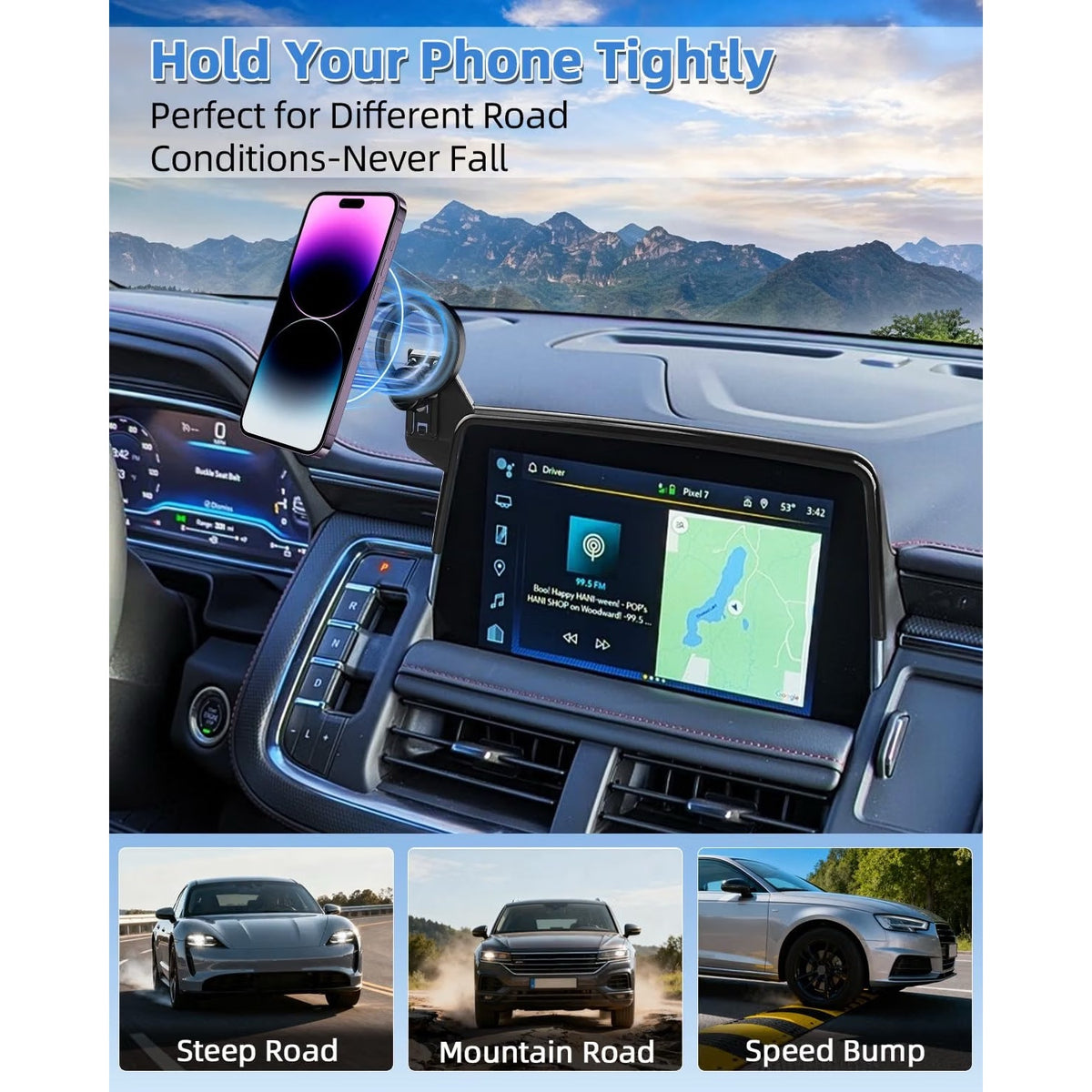 PZK Car Phone Mount For 2021-2024 Chevy Tahoe/Suburban/GMC Yukon.