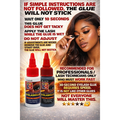 Salon Pro 30 Second Eyelash Glue 12 Bottles for Strip Lashes 1 Fl. oz ea (Black)