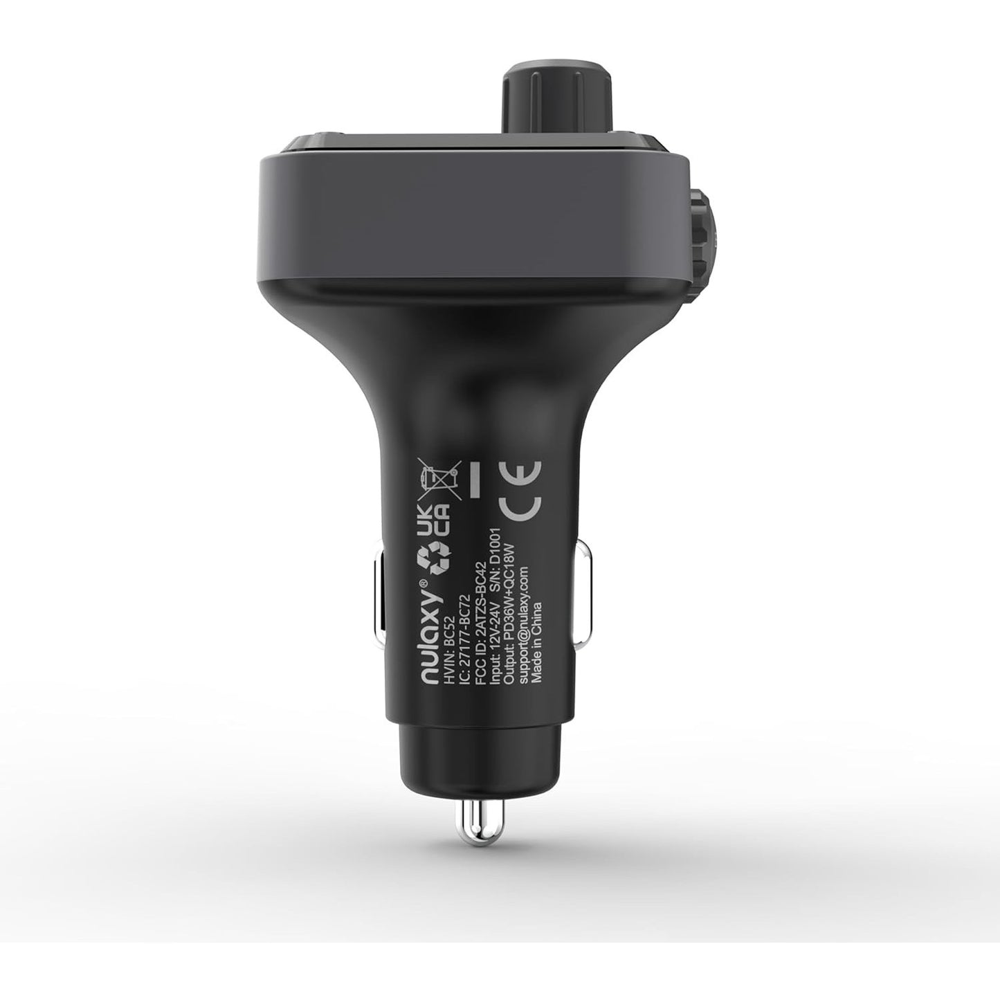 Nulaxy 54W Bluetooth 5.3 Car Adapter Charger 4-Port Fast Charging [PD36W & QC3.0 18W], Wireless Radio FM Transmitter With Deep Bass Player, 5 Colors LED Backlit, Hands-Free Calling, Support USB Drive.