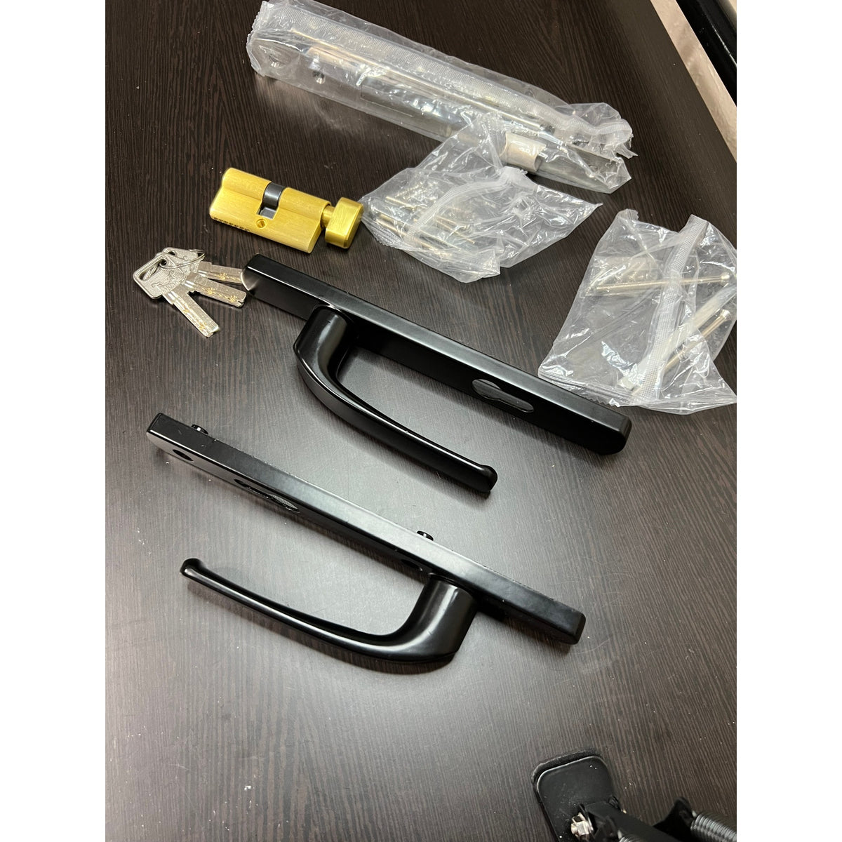 LALAFINA Storm Door Mortise Lock Set, Black Replacement Handle with Key-BLACK