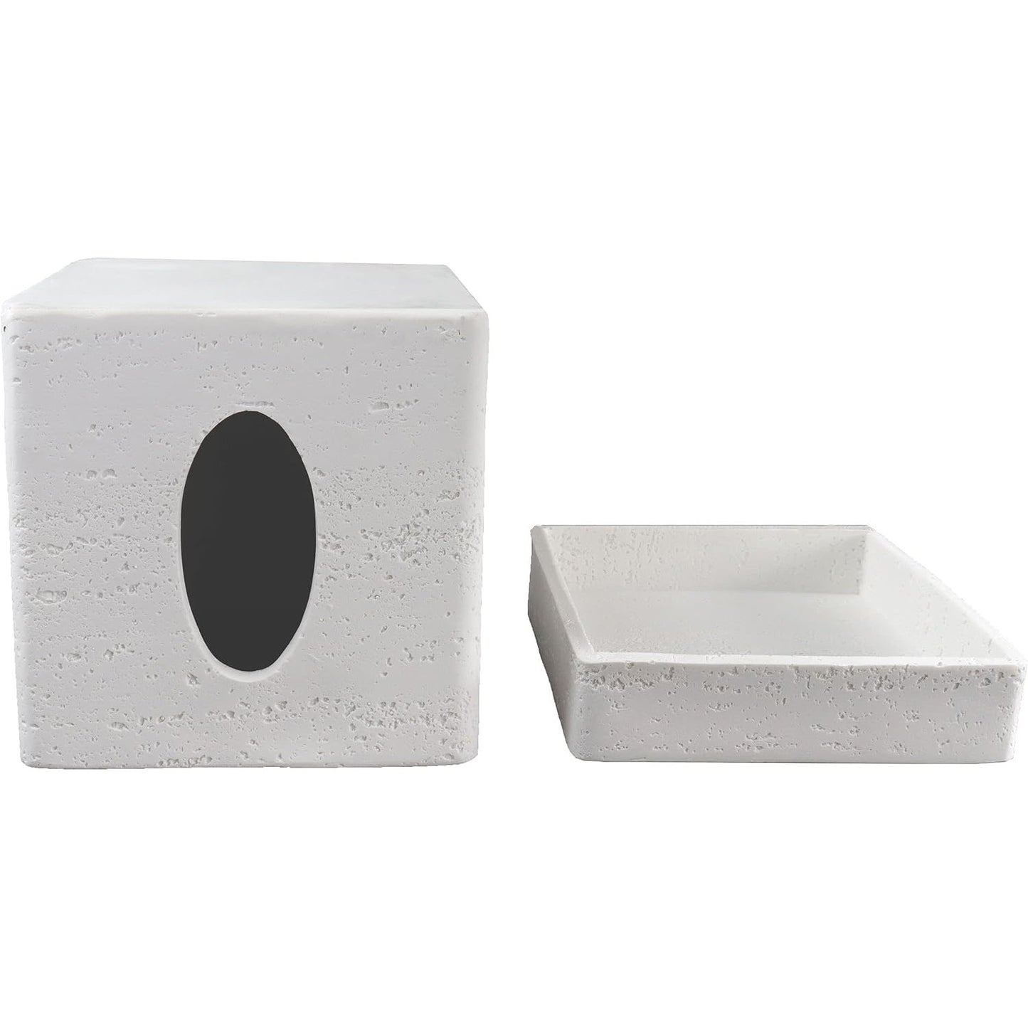 Hymmah Tray Tissue Box Cover Holder Unique Cube Design Tissue Dispenser-White
