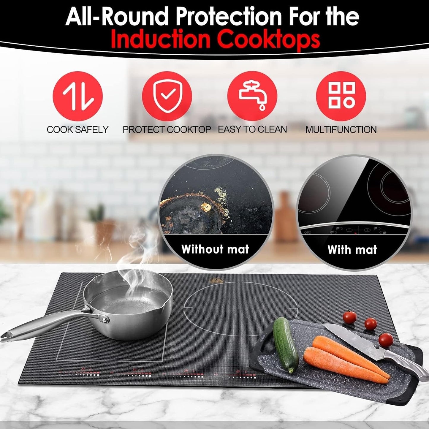 Extra - Large Translucent Induction Cooktop Protector Cover Mat 20.4" (TSMGTS8)