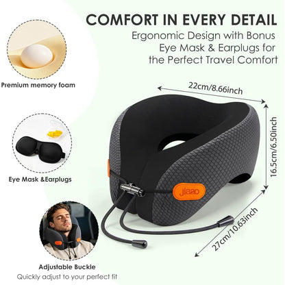 Jiaao Neck Travel Pillow Memory Foam 360° Neck Support Pillows For Airplane