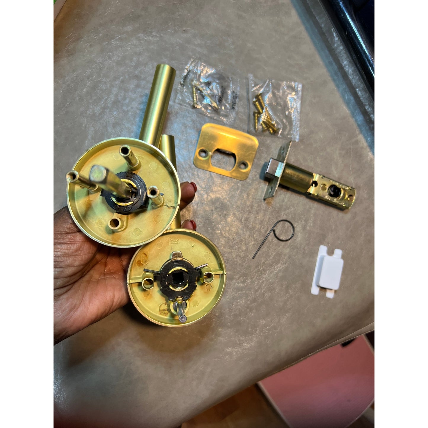 Goldenwarm 1 Pack Gold Door Handles Interior, Brushed Gold Privacy Lever Door