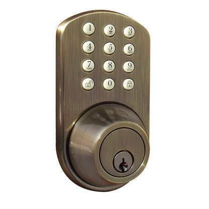 MiLocks BTF-02AQ Electronic Keyless Entry Door Lock, Auto-Lock, Antique Brass