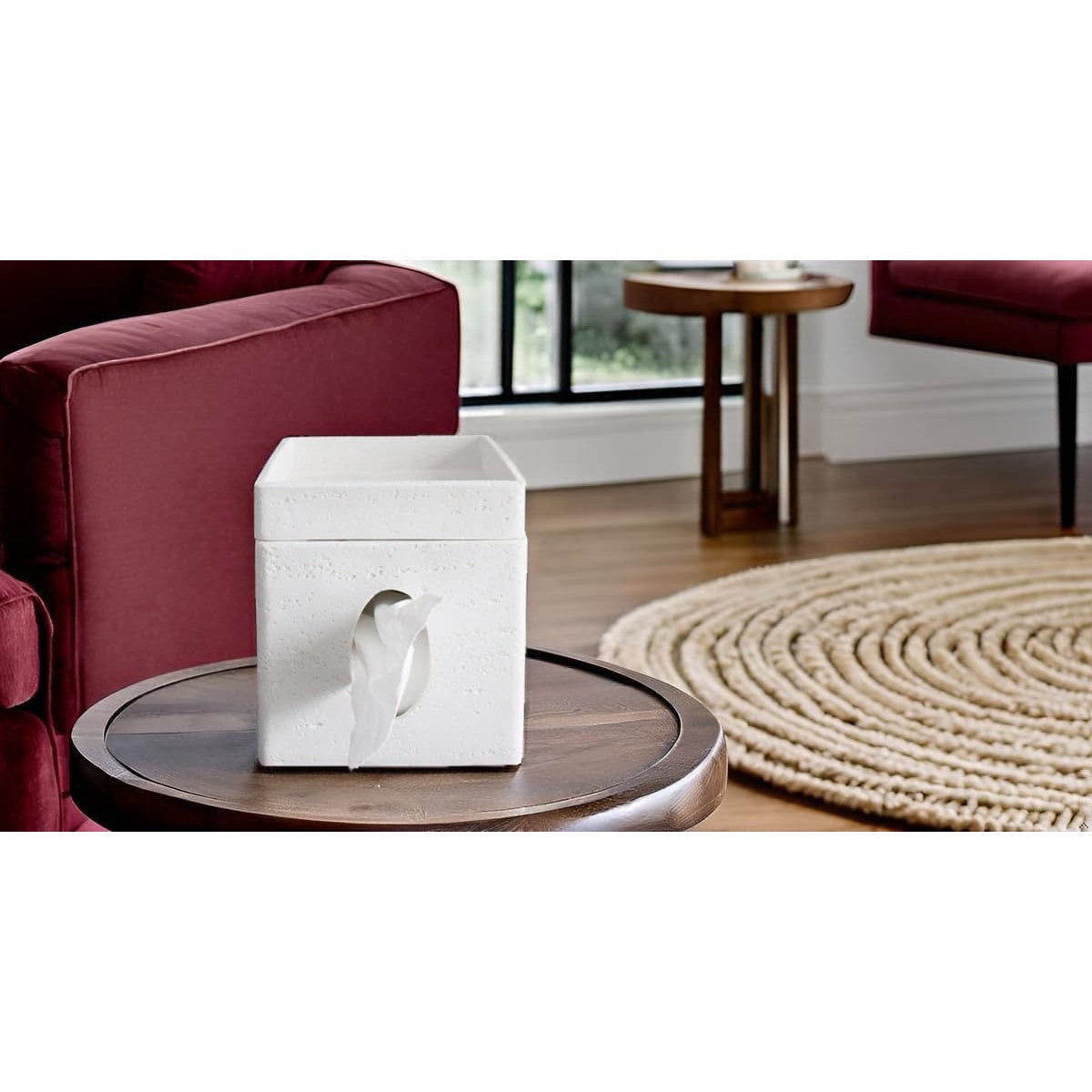 Hymmah Tray Tissue Box Cover Holder Unique Cube Design Tissue Dispenser-White