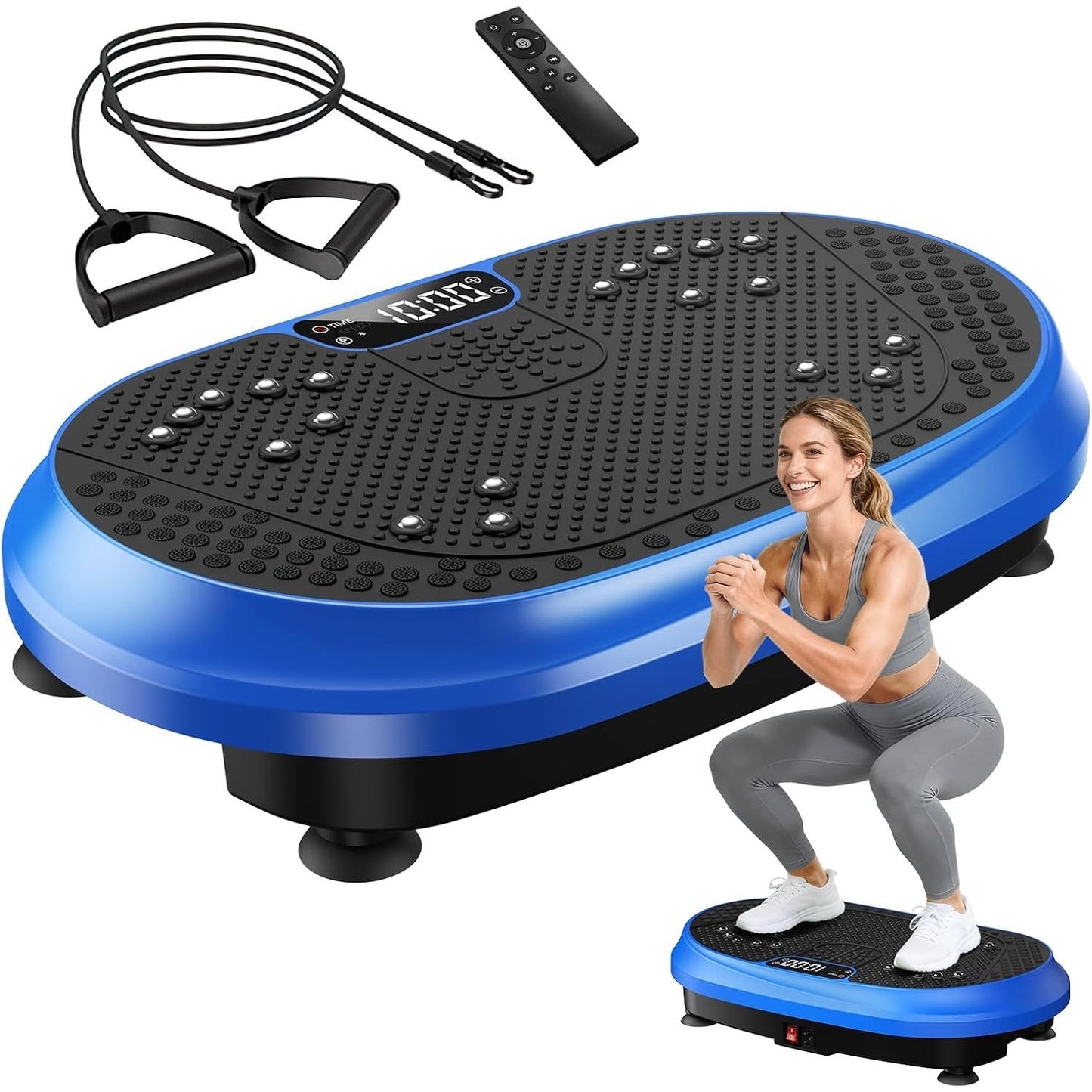 HVX Vibration Plate Exercise Machine for Lymphatic Drainage, Vibrating-Blue