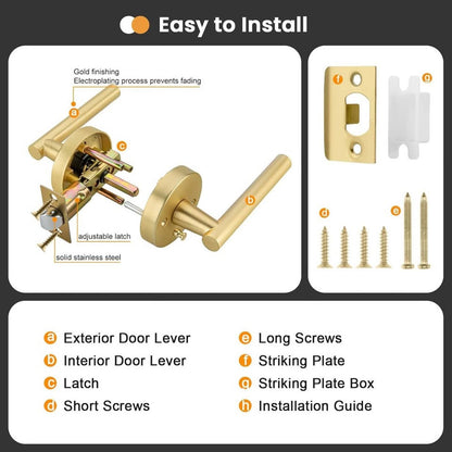 Goldenwarm 1 Pack Gold Door Handles Interior, Brushed Gold Privacy Lever Door