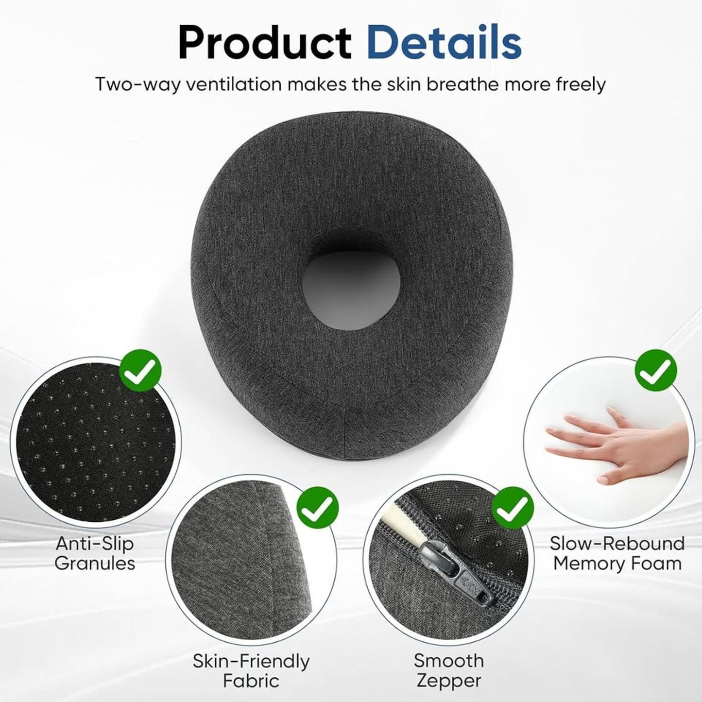 K.TAKHOI Face Down Adjustable Memory Foam Pillow With 2 Air Vents - Stomach Sleep & Post-Eye Surgery Headrest With Massage Cushion For Recovery (Dark Gray, Medium).