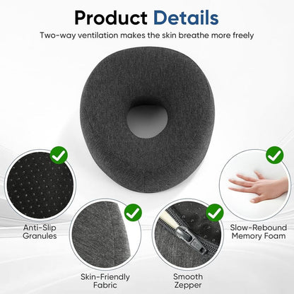 K.TAKHOI Face Down Adjustable Memory Foam Pillow With 2 Air Vents - Stomach Sleep & Post-Eye Surgery Headrest With Massage Cushion For Recovery (Dark Gray, Medium).