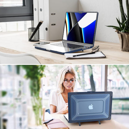 SEYMAC Stock Case For MacBook Pro 16 Inch, Shock-Absorbing Protection With Folding Stand &Mouse Pad Case For MacBook Pro 16 Inch, Blue