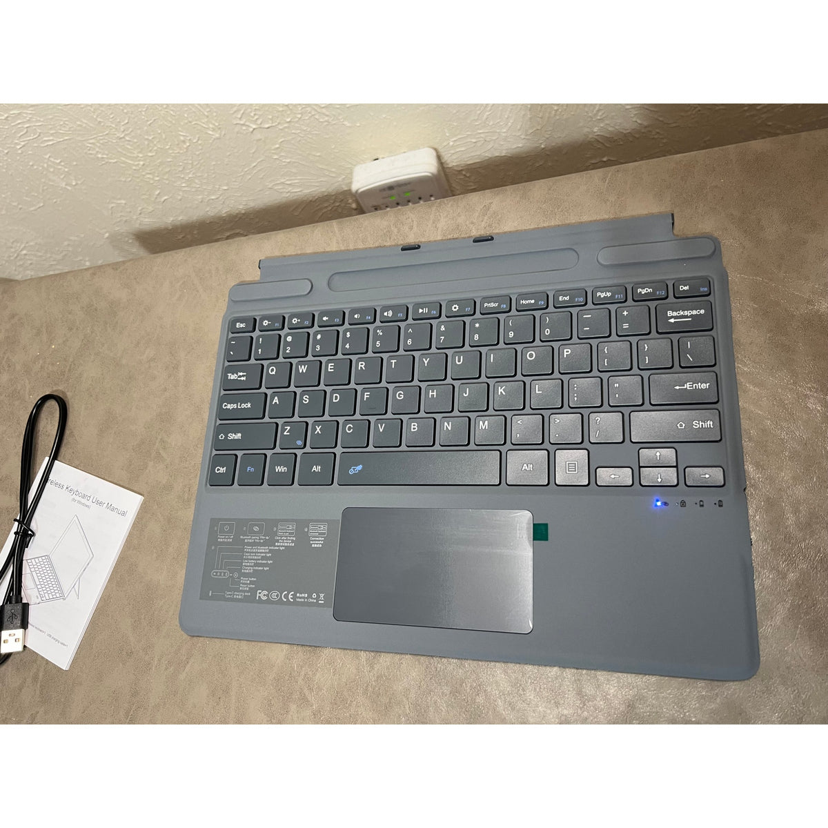 Keyboard for Microsoft Surface Pro Copilot+ (11th Edition) / Pro 11 / Pro 10/9 / 8 / X, 13 inch, Detachable Type Cover with Touchpad, Without Backlit & Pen Holder (Fossil)