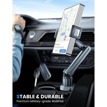 ESamcore Tablet Holder For Car, For IPad Cup Holder Car Mount With 1.57"-Black