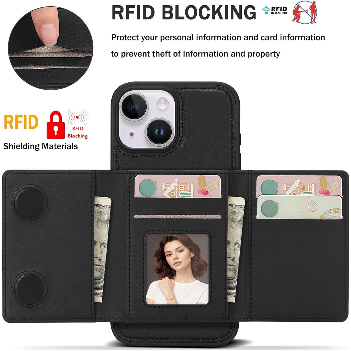 Godzoen For IPhone 14 Wallet Case, 2-In-1 Detachable Phone Case, Card HolderRFID