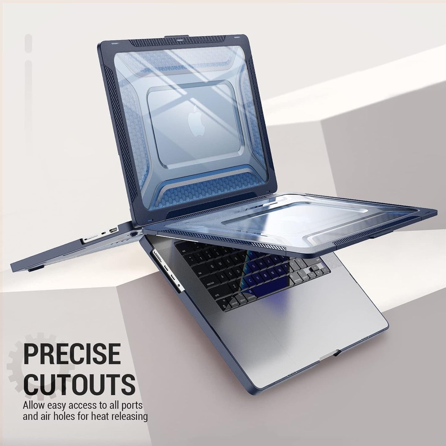 SEYMAC Stock Case For MacBook Pro 16 Inch, Shock-Absorbing Protection With Folding Stand &Mouse Pad Case For MacBook Pro 16 Inch, Blue