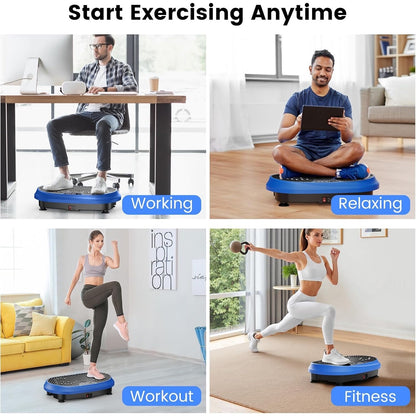 HVX Vibration Plate Exercise Machine for Lymphatic Drainage, Vibrating-Blue