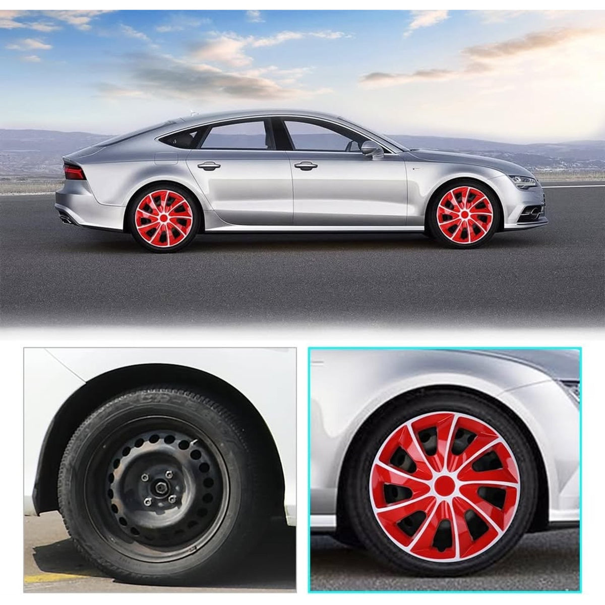 I1MOTOR Hubcaps 17'', Wheel Rim Cover Universal R17 Hub Caps, Snap On Car Pickup