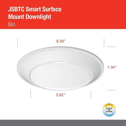 Juno JSBTC 6IN TUWH 90CRI WL MW M6 Smart Surface Mount Disk Light, 2700K-5000K
