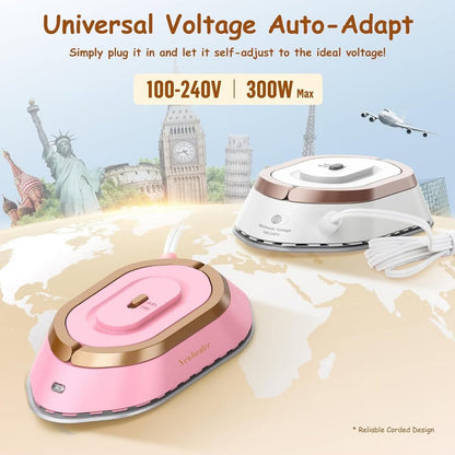 Newbealer Travel Iron With Dual Voltage - 120V/220V Lightweight Dry IronNo Steam