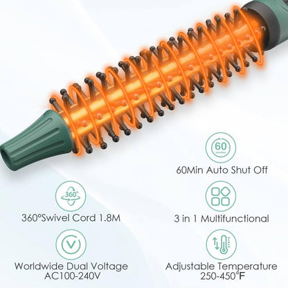BANGMENG Mini Thermal Round Brush, 0.35 Inch Barrel Volume Heat Styling Brush For Men And Women Short Thin Curly Straight Hair, Heated Curling Iron,12 Temperature Setting (0.95 Inch With Bristles)