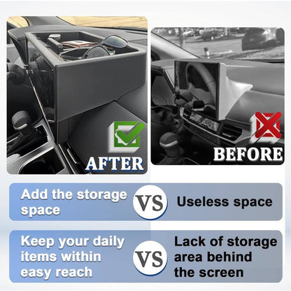 TOPINSTALL 2025 New Dash Tray Phone Holder Compatible With 2025 Toyota Sienna 12.3" Screen, Dashboard Hidden Storage Organizer Behind Screen Tissue Sunglasses Holder(Not For LE Trim With 8" Screen).
