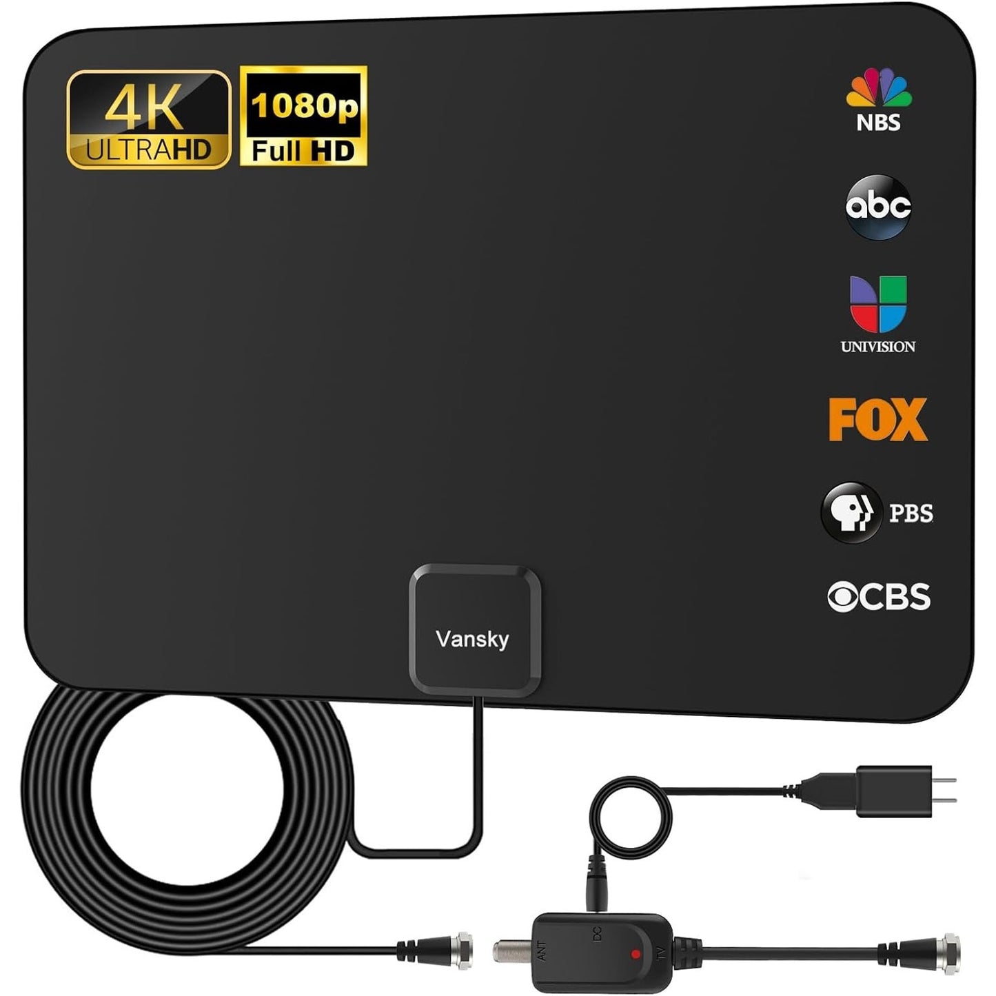 TV Antenna Indoor, Digital Amplified Indoor HDTV Antenna, 1080p VHF UHF TV