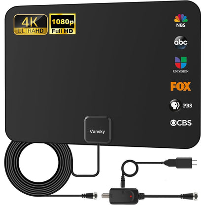 TV Antenna Indoor, Digital Amplified Indoor HDTV Antenna, 1080p VHF UHF TV
