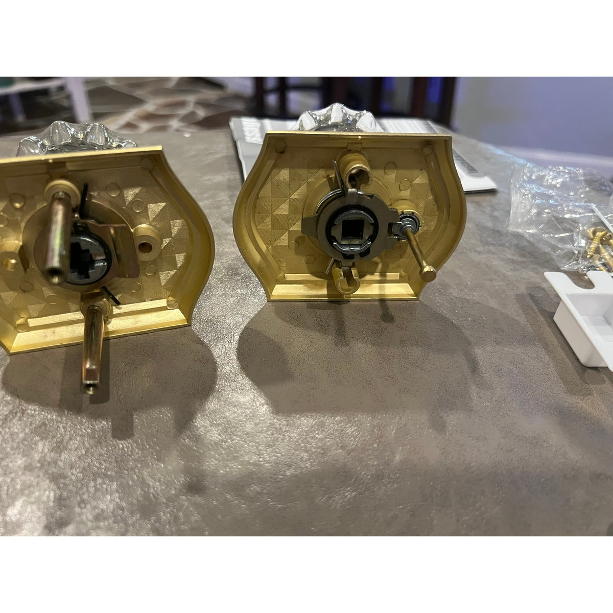 Premium Glass Door Knobs, Bathroom Bedroom Door Knobs with LocPrivacySatin Brass
