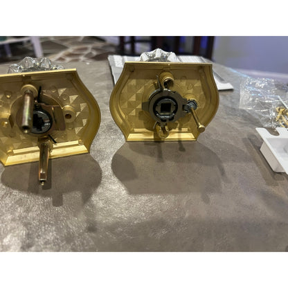 Premium Glass Door Knobs, Bathroom Bedroom Door Knobs with LocPrivacySatin Brass