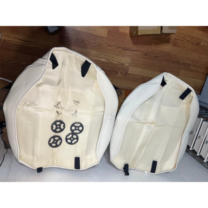 2 Pack Leather Front Car Seat Cover Bottom Only, Anti-Slip Padded Seat Cushion, Full Wrap Seat Protector With Storage Function Universal Fit For Most Cars, SUV, Pick-Up Trucks (-2 pc Light Beige)