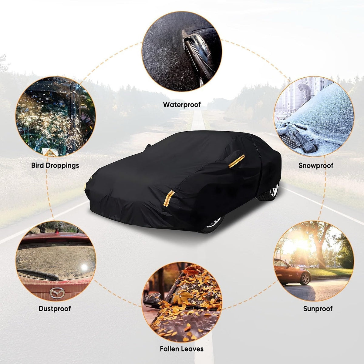 NEVERLAND Car Cover Waterproof All Weather for Sedan 183''L x 70''W x 59''H
