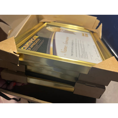 Memory Island 8.5x11 Diploma Document Frames,Real Glass Fronts, 4 Pack GOLD