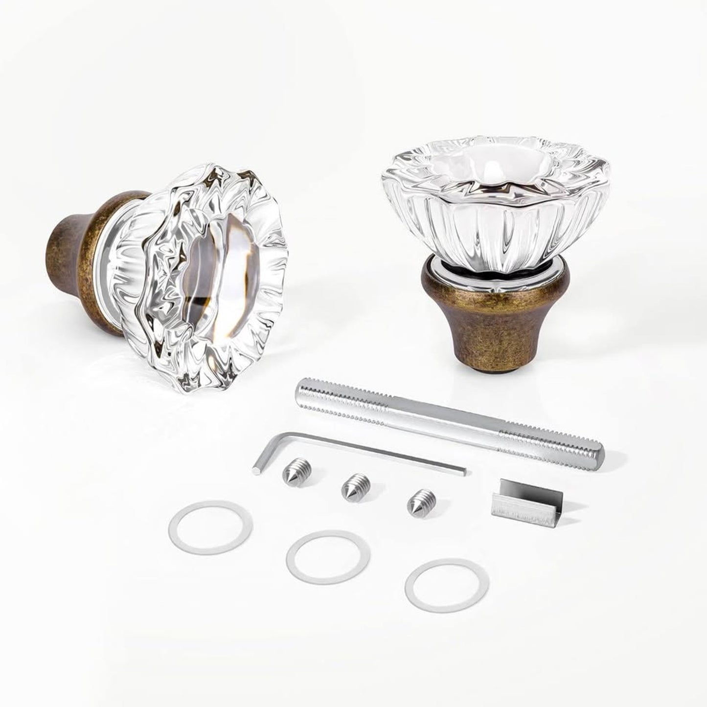 2 Pack Glass Door Knobs Interior Mortise Lock Replacement Set With Spindle