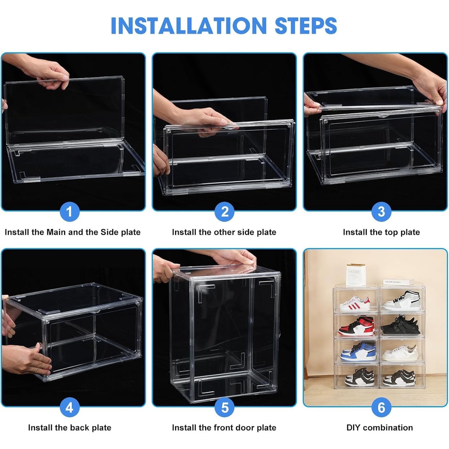 HIYOHIYO Acrylic Clear Shoe Storage Boxes Stackable For High-En-Size 14 (1-Pack)