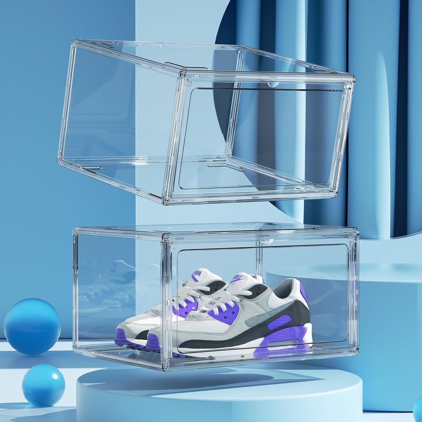 HIYOHIYO Acrylic Clear Shoe Storage Boxes Stackable For High-En-Size 14 (1-Pack)