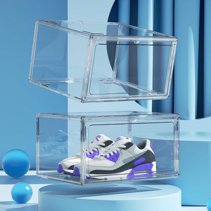 HIYOHIYO Acrylic Clear Shoe Storage Boxes Stackable For High-En-Size 14 (1-Pack)