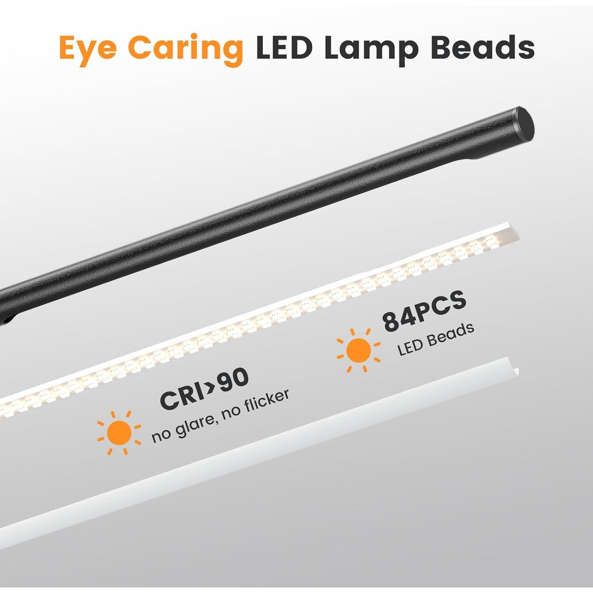 Metal LED Desk Lamp, 16" Dimmable Desk Light with Base, 15W 1200LM, Adapt, Black