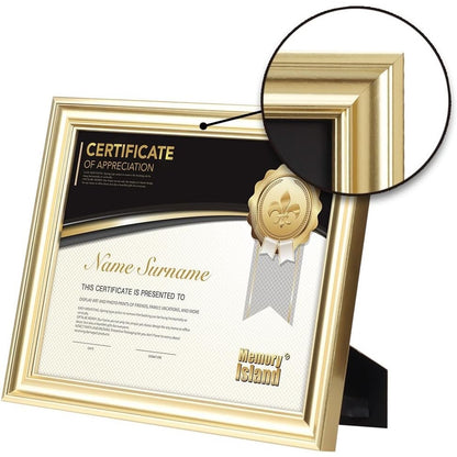 Memory Island 8.5x11 Diploma Document Frames,Real Glass Fronts, 4 Pack GOLD