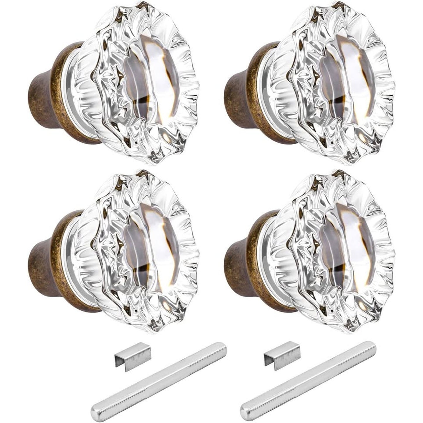 2 Pack Glass Door Knobs Interior Mortise Lock Replacement Set With Spindle