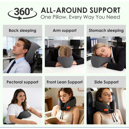 Jiaao Neck Travel Pillow Memory Foam 360° Neck Support Pillows For Airplane