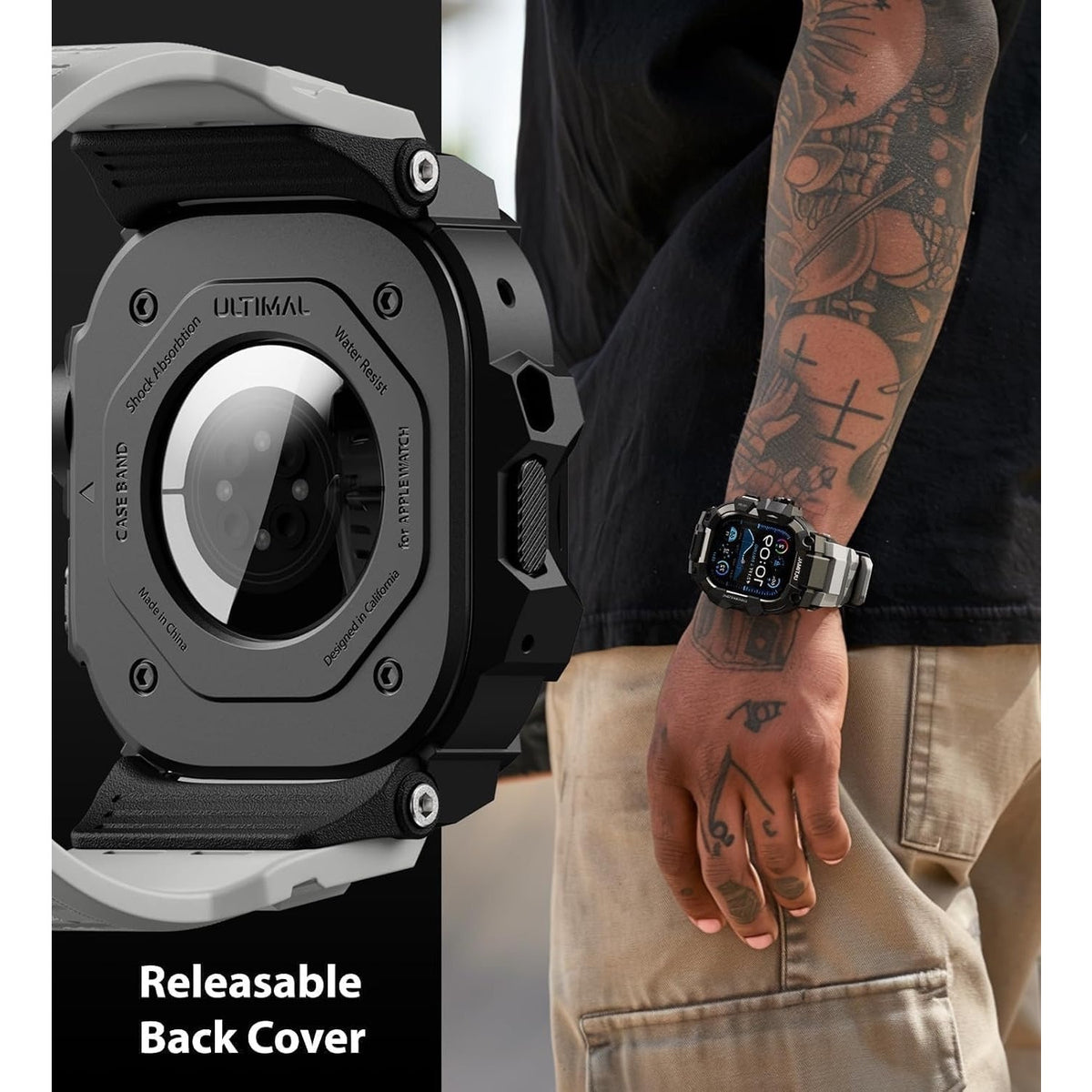 ULTIMAL Rugged Case with Band for Apple Watch Ultra 4/3/2/1, 49mm Gray